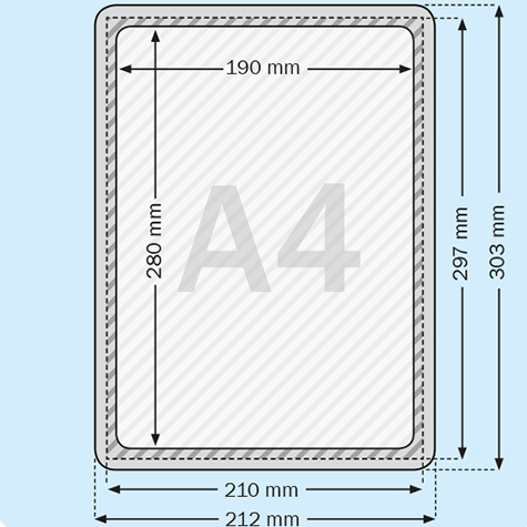 legatoria Locandina con piantana A4, NERO Asta in alluminio, regolabile da 30 a 50cm. Base: 210x160mm.