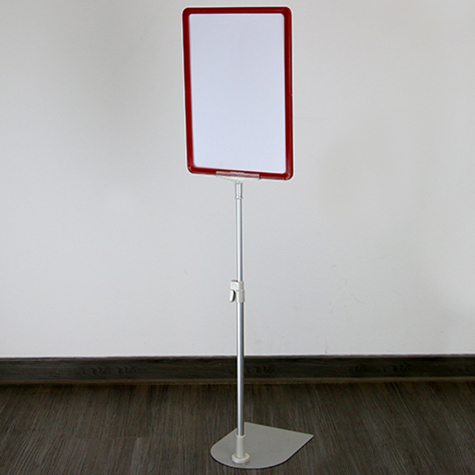 legatoria PortaLocandina con piantana A4, ROSSO Asta in alluminio, regolabile da 30 a 50cm. Base: 210x160mm.