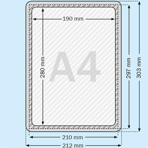 legatoria PortaLocandina con piantana A4, ROSSO Asta in alluminio, regolabile da 30 a 50cm. Base: 210x160mm.