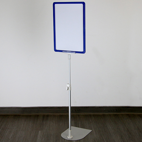 legatoria Locandina con piantana A4, BLU Asta in alluminio, regolabile da 30 a 50cm. Base: 210x160mm.