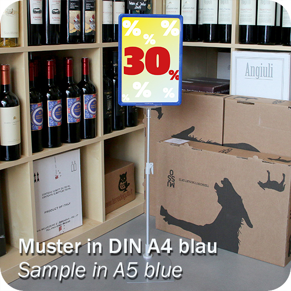 legatoria Locandina con piantana A4, GRIGIO Asta in alluminio, regolabile da 30 a 50cm. Base: 210x160mm.