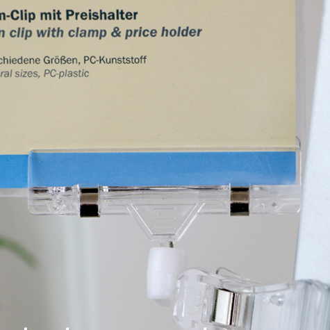 legatoria Doppia molletta GRANDE-PortacartellinoGRANDE altezza 110mm NERO  in policarbonato. Composta da 2 mollette, 1 GRANDE (58x25mm) e 1 PORTACARTELLINO (80x15mm) collegate da  giunto a sfera. Altezza totale 110mm.