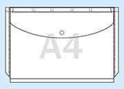 legatoria Busta bottone, A4, con soffietto TRASPARENTE, in polipropilene da 180 micron, aperta sul lato lungo, formato A4 (210x297mm). Con patella di chiusura a bottone e soffietto per una capienza fino a 300 fogli. LEG3693