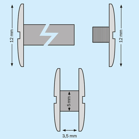 legatoria Vite sepolta rilegatura TRASPARENTE 3.5mm lunghezza mm 3,5, diametro testa 12mm, lunghezza mm , diametro tubetto 5mm, una testa fissa ed una mobile, LVI6103. Per lunghezza, si intende la distanza INTERNA tra le due teste, che corrisponde allo spessore del volume da rilegare.