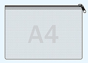 legatoria Busta A4, rinforzata con cursore TRASPARENTE, 320x230mm, in polietilene da 220 micron, rinforzata con fibre di Nylon, aperti sul lato lungo, con cerniera BLU per chiusura  LEG3705