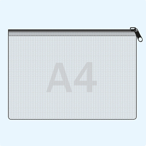 legatoria Busta A4, rinforzata con cursore TRASPARENTE, 320x230mm, in polietilene da 220 micron, rinforzata con fibre di Nylon, aperti sul lato lungo, con cerniera BLU per chiusura .