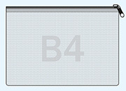 legatoria Busta B4, rinforzata con cerniera TRASPARENTE, 375x270mm, n polietilene da 220 micron, rinforzata con fibre di Nylon, aperti sul lato lungo, con cerniera BLU per chiusura  LEG3706