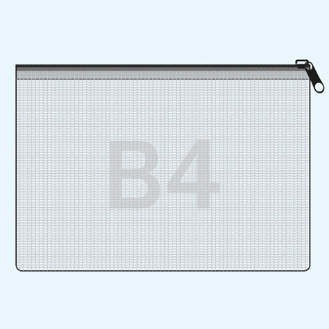 legatoria Busta B4, rinforzata con cerniera TRASPARENTE, 375x270mm, n polietilene da 220 micron, rinforzata con fibre di Nylon, aperti sul lato lungo, con cerniera BLU per chiusura .