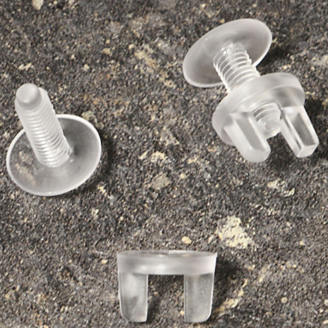 legatoria Viti vichinghe, plastica TRASPARENTE 14mm lunghezza vite 14mm, diametro testa 14mm, diametro tubetto 5mm. Una testa fissa ed una mobile (a base vichinga).