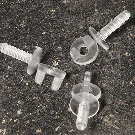 legatoria Viti vichinghe, plastica TRASPARENTE 14mm lunghezza vite 14mm, diametro testa 14mm, diametro tubetto 5mm. Una testa fissa ed una mobile (a base vichinga).