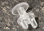 legatoria Viti vichinghe, plastica TRASPARENTE 18mm lunghezza vite 18mm, diametro testa 14mm, diametro tubetto 5mm. Una testa fissa ed una mobile (a base vichinga).