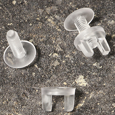 legatoria Viti vichinghe, plastica TRASPARENTE 18mm lunghezza vite 18mm, diametro testa 14mm, diametro tubetto 5mm. Una testa fissa ed una mobile (a base vichinga).