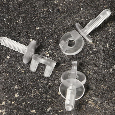 legatoria Viti vichinghe, plastica TRASPARENTE 18mm lunghezza vite 18mm, diametro testa 14mm, diametro tubetto 5mm. Una testa fissa ed una mobile (a base vichinga).