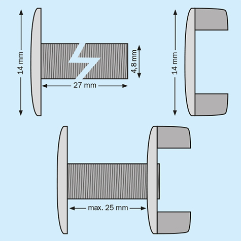 legatoria Viti vichinghe, plastica TRASPARENTE 27mm lunghezza vite 27mm, diametro testa 14mm, diametro tubetto 5mm. Una testa fissa ed una mobile (a base vichinga).