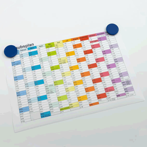 legatoria Calamita tonda BLU, diametro 32mm Calamita rettangolare con rivestimento in plastica, BLU. Spessore 7mm, dotato di due calamite in ferrite poste sulla superficie inferiore. Forza adesiva 800gr..