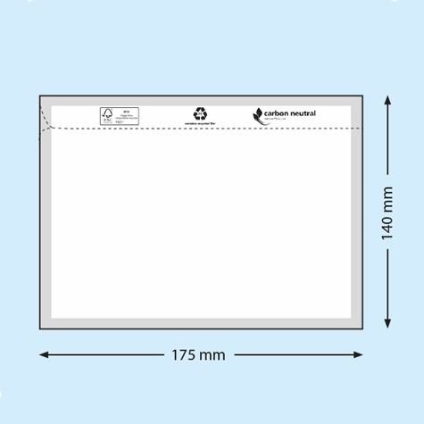 legatoria Busta per spedizioni ECOLOGICA 175x140mm Per contenere fogli A6, TRASPARENTE, neutra, non stampata, apertura sul lato lungo. FSC..