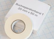 legatoria Nastro riparazione pagine 20gr-m, TRASPARENTE Nastro in carta speciale per riparare il libro. Altezza 20mm. Adesivo permanente (acrylate) In carta speciale da 20 gr/m LEG3802
