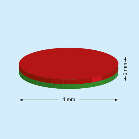 legatoria Calamita diametro 4mm. spessore 2mm Calamita cilindrica in ferrite diametro 4mm, spessore 2mm (forza di attrazione: 420g).