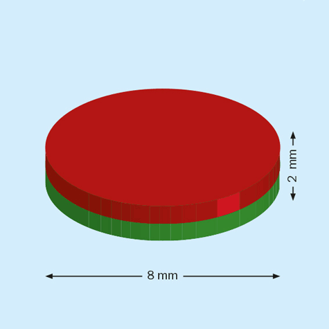 legatoria Calamita diametro 8mm spessore 2mm Calamita cilindrica in ferrite diametro 8mm, spessore 2mm (forza di attrazione: 1100g).