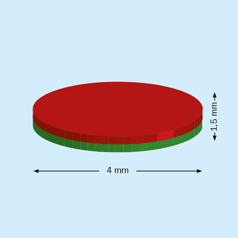 legatoria Calamita diametro 4mm. spessore 1.5mm Calamita cilindrica in ferrite diametro 4mm, spessore 1,5mm (forza di attrazione: 350g).