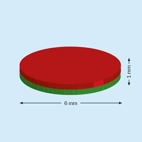 legatoria Calamita diametro 6mm spessore 1mm Calamita cilindrica in ferrite diametro 6mm, spessore 1mm (forza di attrazione: 400g).