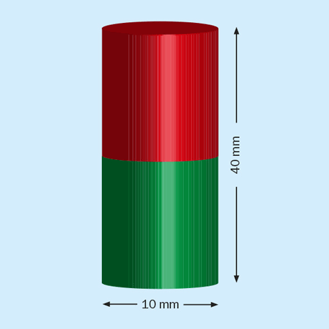 legatoria Calamita diametro 10mm. spessore 40mm Calamita cilindrica in ferrite diametro 10mm, spessore 40mm (forza di attrazione: 4100g).