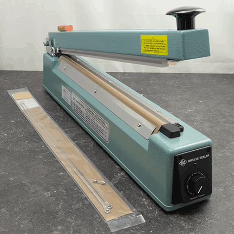 legatoria Saldatrice per polietilene, luce 400mm Saldatrice a impulsi per polietilene, per buste larghe fino a 400mm, 220V, 750W, con cutter integrato..