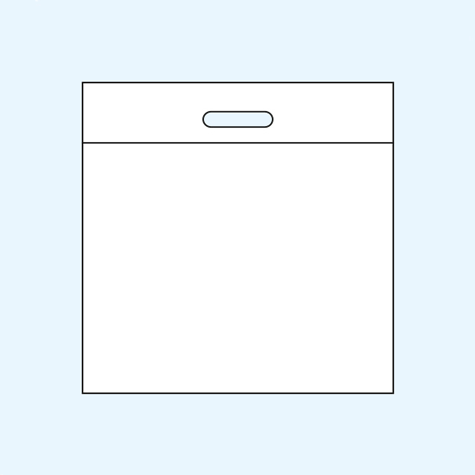 legatoria Sacchetto per shopping, 440x440mm, polietilene TRASPARENTE, in polietilene da 50 micron (PE), 440x440mm, con maniglia, adatto allo shopping.