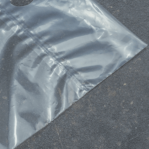 legatoria Sacchetto per shopping, 440x440mm, polietilene TRASPARENTE, in polietilene da 50 micron (PE), 440x440mm, con maniglia, adatto allo shopping.