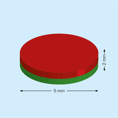 legatoria Calamita diametro 5mm. spessore 2mm Calamita cilindrica in ferrite diametro 5mm, spessore 2mm (forza di attrazione: 680g).