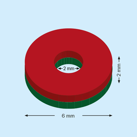 legatoria Rondella magnetica, diametro 6mm, ORO ORO. Diametro esterno 6mm. Diametro interno 2mm. Spessore 2mm (forza di attrazione:760g).