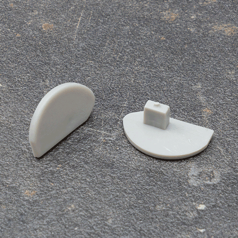 legatoria Cappuccio in plastica, lato sinistro GRIGIO. Cappuccio in plastica per listelli appendi poster in alluminio, lato sinistro.
