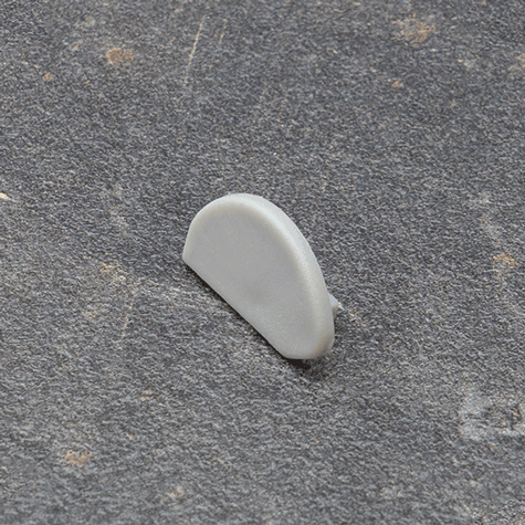 legatoria Cappuccio in plastica, lato destro GRIGIO. Cappuccio in plastica per listelli appendi poster in alluminio, lato destro.