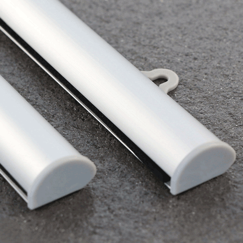 legatoria Cappuccio in plastica, lato destro GRIGIO. Cappuccio in plastica per listelli appendi poster in alluminio, lato destro.