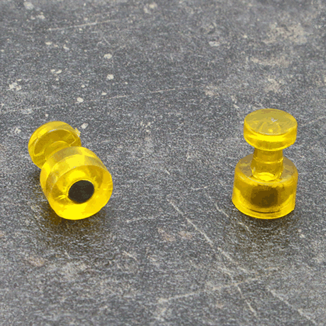 legatoria Bottoni magnetici diametro10mm. GIALLI GIALLI. Diametro: 10mm. Altezza: 16mm. Calamita con grado magnetico N35 (forza di attrazione: 500g) .