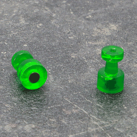 legatoria Bottoni magnetici diametro10mm. VERDI VERDI. Diametro: 10mm. Altezza: 16mm. Calamita con grado magnetico N35 (forza di attrazione: 500g) .