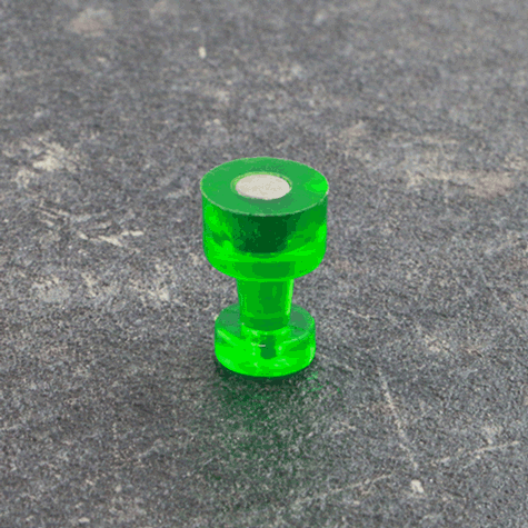 legatoria Bottoni magnetici diametro10mm. VERDI VERDI. Diametro: 10mm. Altezza: 16mm. Calamita con grado magnetico N35 (forza di attrazione: 500g) .