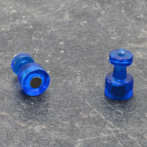 legatoria Bottoni magnetici diametro10mm. BLU BLU. Diametro: 10mm. Altezza: 16mm. Calamita con grado magnetico N35 (forza di attrazione: 500g) .