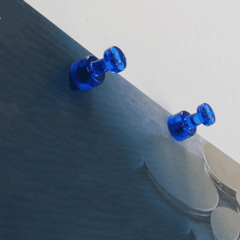 legatoria Bottoni magnetici diametro10mm. BLU BLU. Diametro: 10mm. Altezza: 16mm. Calamita con grado magnetico N35 (forza di attrazione: 500g) .