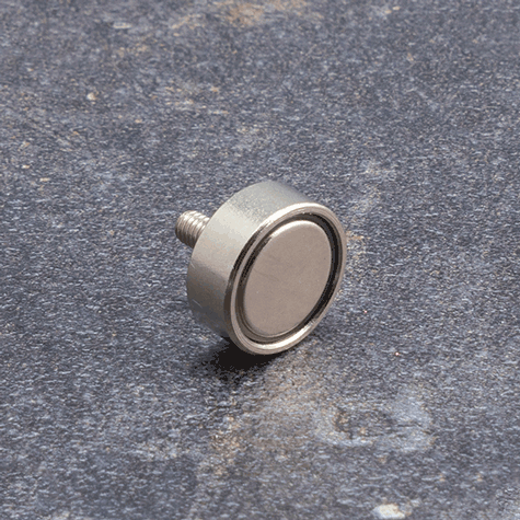 legatoria Magnete con vite, 13mm NICHELATO, in metallo, con magnete al neodimio N42. Diametro: 12mm, altezza: 12mm (forza di attrazione:3500g).