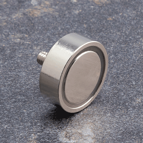 legatoria Magnete con vite, 20mm NICHELATO, in metallo, con magnete al neodimio N42. Diametro: 20mm, altezza: 15.5mm (forza di attrazione:12kg).