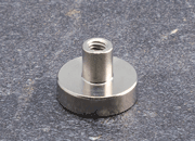 legatoria Magnete con alloggio vite, 16mm NICHELATO, in metallo, con magnete al neodimio N38 (forza di attrazione:8 kg). ASTA ALLOGGIO VITE: diametro esterno 6mm, altezza esterna 7mm, filettatura 4MA, profondit filettatura 4,5mm. BASE diametro 16mm, altezza base+asta filettata: 11,5mm LEG3986