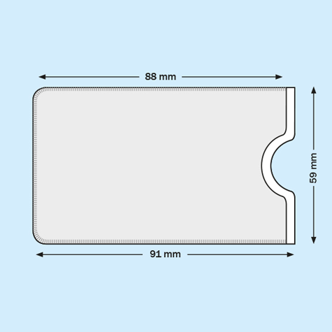 legatoria Porta carta di credito 59x88-91mm TRASPARENTE, in PVC rigido da 400 micron. Finitura opaca.