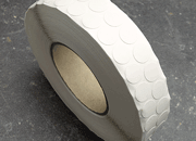 legatoria Bollini autoadesivi tessuto, 15mm  BIANCO, diametro 15mm, adesivo permanente, in rotolo LEG4016