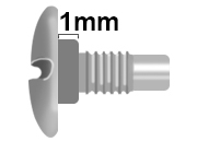 legatoria TesteProlungate vitiSepolte, NICHELATE, +1mm prolunga di 1 mm, testa diametro 10mm, consente di prolungare le viti sepolte di 1 millimetro, lunghezza filetto 7,5mm.