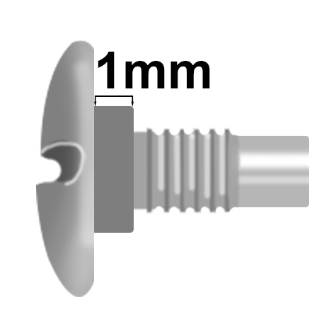 legatoria TesteProlungate vitiSepolte, NICHELATE, +1mm prolunga di 1 mm, testa diametro 10mm, consente di prolungare le viti sepolte di 1 millimetro, lunghezza filetto 7,5mm.