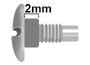 legatoria TesteProlungate vitiSepolte, NICHELATE, +2mm prolunga di 2 mm, testa diametro 10mm, consente di prolungare le viti sepolte di 2 millimetri, lunghezza filetto 7,5mm.
