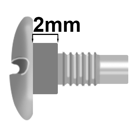 legatoria TesteProlungate vitiSepolte, NICHELATE, +2mm prolunga di 2 mm, testa diametro 10mm, consente di prolungare le viti sepolte di 2 millimetri, lunghezza filetto 7,5mm.