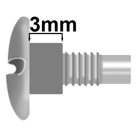 legatoria TesteProlungate vitiSepolte, NICHELATE, +3mm prolunga di 3 mm, testa diametro 10mm, consente di prolungare le viti sepolte di 3 millimetri, lunghezza filetto 7,5mm.