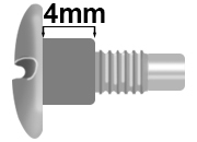legatoria TesteProlungate vitiSepolte, NICHELATE, 4mm prolunga di 4 mm, testa diametro 10mm, consente di prolungare le viti sepolte di 4 millimetri, lunghezza filetto 7,5mm.